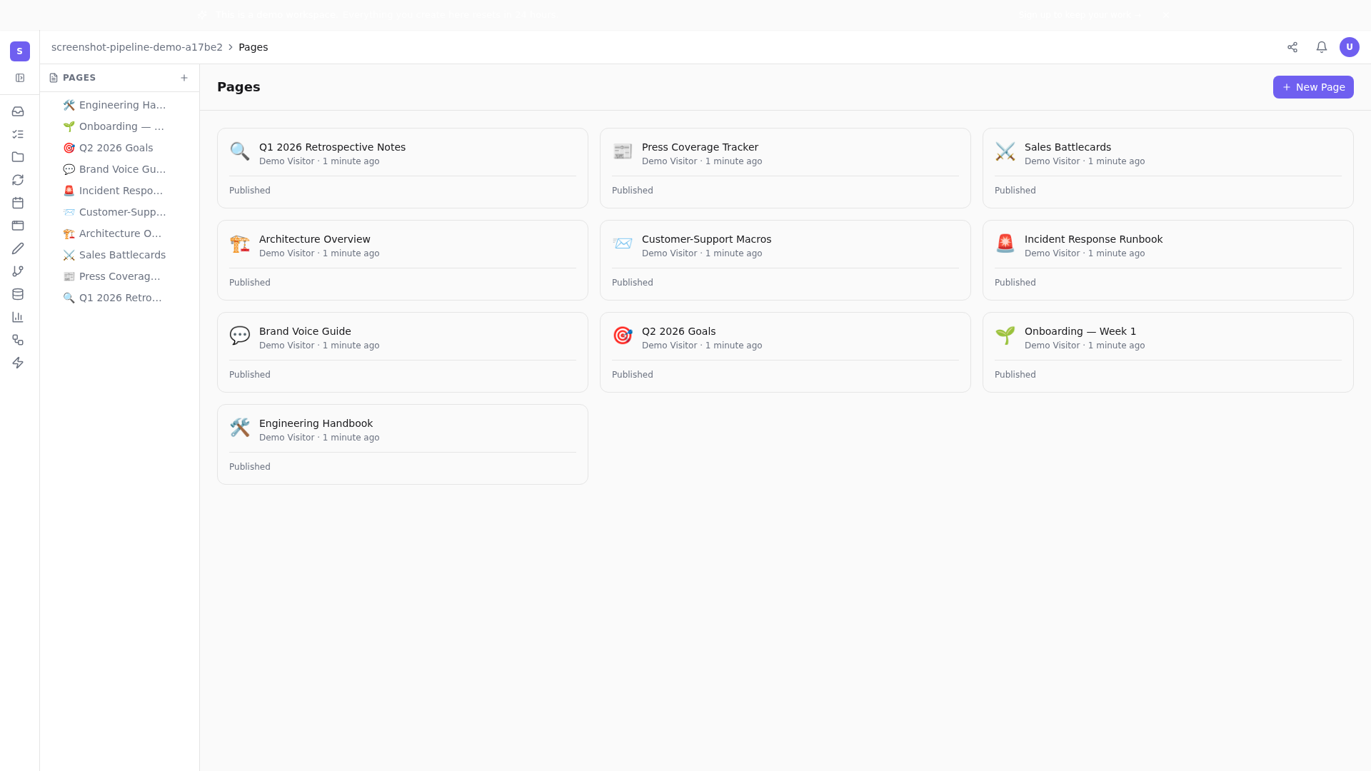 A decision log lives next to OKRs and project plans — same page surface.