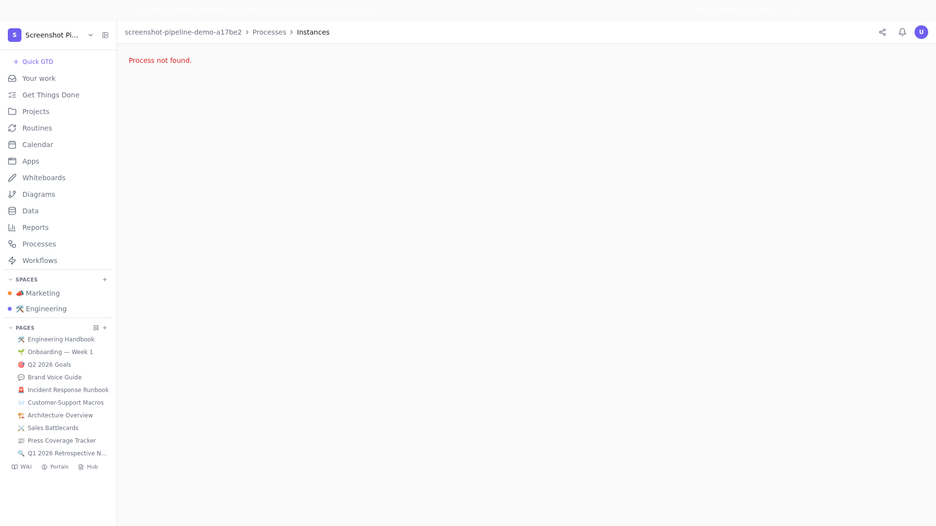 A process instance with a mandatory checklist — the stage advance button waits.